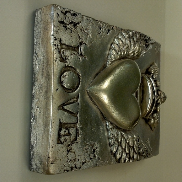 Sid Dickens, S-206 "Amour" silver heart Memory-Block wall tile *Rare & Retired* - Picture 5 of 8